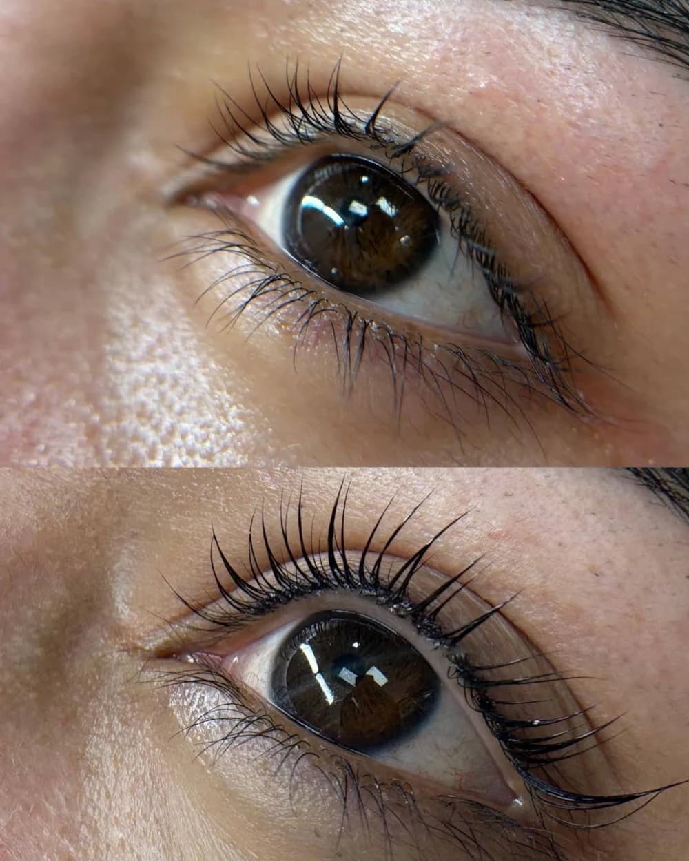 Pestañas antes y después de un lifting
